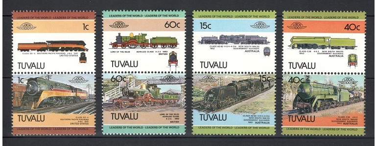 TUVALU 1984 - TRENURI, LOCOMOTIVE - SERIE DE 8 TIMBRE - NESTAMPILATA - MNH / trenuri382